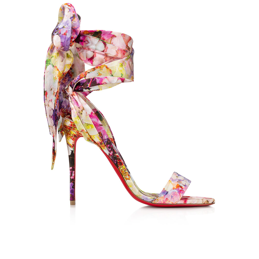 Sandale du Désert100mm Strappy sandals - Crepe satin Blooming print -  Multicolor - MYCHRISTIANGIFT